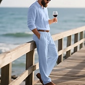 economico T-shirt set da uomo-Per uomo Set di biancheria Completi T-shirt Completi camicia e pantaloni Outfit 2 pezzi Manica Lunga Bavero Primavera Autunno Semplice Moda Casual 2 Pezzi Vacanza Abbigliamento quotidiano Uscire Nero