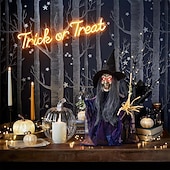 お買い得  ハロウィン-ハロウィンの魔女の飾り、ハロウィンの魔女が開いた魔女のフィギュア、ハロウィンの飾り、サウンドアクティブ - ホームデコレーション、パーティーギフト用品、屋内屋外用、光る目付き