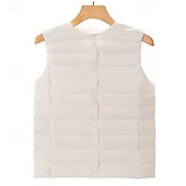 abordables Chalecos Largos-Mujer Chaleco Mantiene abrigado Cómodo Botones Casual Plano Vacaciones Fin de semana Botonadura Simple Regular Cuello redondo Ajuste regular Sin Mangas Ropa de calle Negro Blanco Azul cielo Otoño