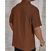 economico camicia da uomo con bottoni-Per uomo Camicia Camicia Estiva Camicia casual Camicia da Spiaggia Camicia con Bottoni Marrone Scuro Nero Bianco Verde chiaro Rosa Manica Corta Semplice Bavero Vacanza Camicia hawaiana Abbigliamento
