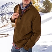 abordables Sudaderas Básicas_-Hombre Sudadera Sudadera Con Capucha Pull-over Sudadera con un cuarto de cremallera Albaricoque Negro Blanco Amarillo Verde Ejército Cuello Mao Plano Retazos Deporte Casual Diario Ropa de calle