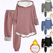 abordables Ensembles deux pièces-Femmes Chaud Quotidien Ensembles deux pièces Survêtement Ensembles de Pantalons manche longue À capuche Graphique Uni Cordon de serrage Imprimé Occasionnel Quotidien Noir Gris foncé Bleu Automne