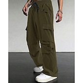 economico Pantaloni cargo-Per uomo Pantaloni Cargo Pantaloni Coulisse Elastico in vita Multi-tasche Semplice Indossabile All&#039;aperto Quotidiano Campeggio &amp; Escursionismo Moda Classico Nero Verde militare