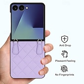 お買い得  サムスン用ケース-電話 ケース 用途 サムスンのギャラクシー Zフリップ7 Zフリップ6 Z Flip 5 Z Flip 4 バックカバー ストラップ付き 耐衝撃 レトロ風 TPU PUレザー