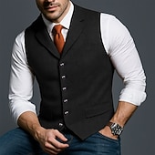 preiswerte Herrenweste-Herren Tweedweste Weste Formell Hochzeit Urlaub Täglich Mode Klassisch Frühling Herbst Tasche Knöpfe Polyester Tweed Bequem Einfach Fischgrätenmuster Einreihig V Ausschnitt Revers Schmale Passform