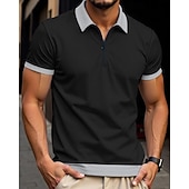 abordables Polo clásico para hombre-Hombre Camisetas polo Polo con media cremallera Ropa Cotidiana Cita Cremallera de un cuarto Manga Corta Moda Básico Bloque de color Retazos Cremallera Verano Ajuste regular Negro Blanco Azul Real