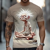 お買い得  3D Tシャツ-男性用 3D キャラクター Tシャツ 半袖 Tシャツ 3Dプリント クルーネック シャツ 誇張された デザイナー パーティー 祝日 白1 イエロー カーキ色 夏 春 衣類 S M L XL XXL XXXL