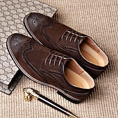 abordables Officiel-Chaussures derby brogue marron pour homme – Chaussures habillées à lacets vintage pour le travail, le quotidien et les tenues décontractées élégantes