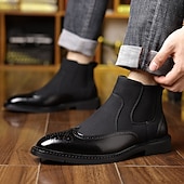 billiga Chelsea stövlar-herr chelseaboots med vingspetsbrogue - klassiska business casual ankelboots för kontor och vardagsbruk