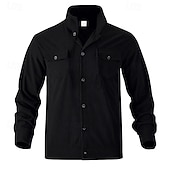 preiswerte Lässige Jacken-Herren Leichte Jacke Cordjacke Freizeitjacke Urlaub Täglich Atmungsaktiv Tasche Frühling Herbst Einfach Mode Klassisch Revers Regulär Schwarz Braun Hellgrau Armeegrün Aprikose Jacken