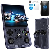 お買い得  ゲーム機器-アップグレードされたr36maxハンドヘルドゲームコンソール - デュアルアクションジョイスティック、USB充電、充電式リチウムバッテリー、64GBカード付属、ブラックキャリングケース、外出先でのゲームに最適なポータブルゲームコンソール