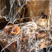 billige Halloween utendørsdekor-175 kvadratmeter stort halloween-edderkoppnett, bonus med 100 kunstige edderkopper, edderkoppnett i stoff, spindelvev-halloween-dekor for innendørs og utendørs festutstyr