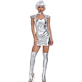 voordelige Beroep en Uniform Kostuums-Kostuum Robot Astronaut Cosplay Volwassenen Dames Halloween Carnaval Feest Prestatie Aankleden
