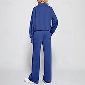 رخيصةأون بدلات رياضية-نسائي بدلة رياضية بنطلونات بنطلون واسع الساق دانتيل جيب لون سادة أطقم ملابس رياضية الخريف أسود أبيض الصالة الرياضية رياضات ركض ضد الهواء كم طويل رياضة ألبسة رياضية قابل للبسط عادي