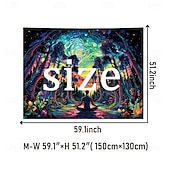 preiswerte Blacklight -Wandteppiche-Schwarzlicht-Wandteppich mit psychedelischem Wald und Meditation, UV-reaktiv, kosmische Galaxie, Sternenhimmel, Wandkunst, Wandteppich, trippiges Yoga, spirituelles Chakra, Wandbehang, Wandteppiche