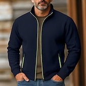 voordelige Basis Sweatshirts-Voor heren Sweatshirt Sweatshirt met volledige ritssluiting Rode Wijn Zwart Marineblauw Khaki Grijs Opstaande boord Effen Met Textuur Sport &amp; Outdoor Casual Dagelijks Streetwear Stoer Sportkleding