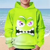 baratos Animais 3D do Menino-Moletom com capuz estampa 3D para meninos, estampa engraçada com sorriso, manga longa, moda outono inverno, streetwear, crianças de 4 a 12 anos, com capuz, casual, para atividades ao ar livre, ajuste
