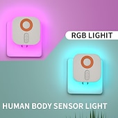 economico Luci notturne plug-in-1 pz 68mm luce di rilevamento umano rbg luce d&#039;atmosfera colorata regolabile dimmerabile luce notturna a led a colori luce da letto spina ue/us