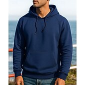 abordables Sudadera &amp; Sweatshirt-Hombre Sudadera informal Sudadera con capucha Con bolsillos Manga Larga Camiseta Ropa Deportiva Otoño Color sólido Moda Al Aire Libre Viaje Corriendo Ropa de deporte Ropa de Deporte Negro Amarillo