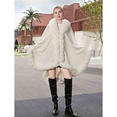 billige Pelssjal-Pelssjal Elegant Hold Varm Ermeløs Flaggermusermer Polyester Bryllup Wrap Med Ren Farge Til Spesiell Leilighet Høst vinter