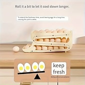 Недорогие Кухонная утварь и гаджеты-Двухслойный контейнер для яиц большой вместимости – контейнер для хранения в бытовом холодильнике, органайзер для продуктов на кухонной столешнице, в шкафу и холодильнике, вмещает около 40–48 яиц