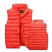 levne Pánská péřová vesta-Pánské Puffer Vesta Kamizelka Vesta Dovolená Denní Rande Módní Na běžné nošení Podzim zima Kapsy Polyester Zahřívací Pohodlné Pevná barva Zip Stojáček Běžný Černá Rubínově červená Oranžová Tmavomodrá