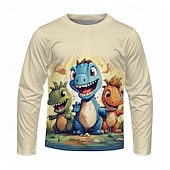 billiga Pojkens 3D-djur-Pojkar 3D Tecknat Dinosaurie T-shirt Långärmad Vår Höst Mode Grundläggande Barn 4-12 år Rund hals Utomhus Ledigt Dagligen Normal