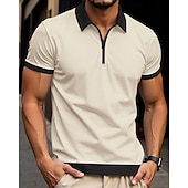 abordables Polo clásico para hombre-Hombre Camisetas polo Polo con media cremallera Ropa Cotidiana Cita Cremallera de un cuarto Manga Corta Moda Básico Bloque de color Retazos Cremallera Verano Ajuste regular Negro Blanco Azul Real