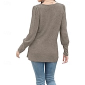 abordables Hauts Texturés-Femmes Chemisier texturé T-shirt Uni Mode Moderne manche longue Col carré Hauts Réguliers Quotidien Sortir Boutons Bordeaux Noir Rouge Marron clair Bleu Printemps Automne