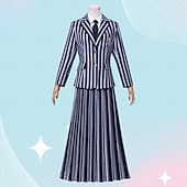 levne Klasický horor-Středa Addams Addamsova rodina středa Kostým Školní uniforma Krásné šaty cosplay Filmové kostýmy for Dámské Dospělí předvečer Všech svatých Karneval Výkon Párty Šaty