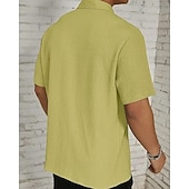 economico camicia da uomo con bottoni-Per uomo Camicia Camicia Estiva Camicia casual Camicia da Spiaggia Camicia con Bottoni Marrone Scuro Nero Bianco Verde chiaro Rosa Manica Corta Semplice Bavero Vacanza Camicia hawaiana Abbigliamento