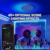 זול אורות חכמים לבית-גוף תאורת תקרה חכם RGB LED 2700lm עובד עם Alexa 2700k-6500k גוף תאורה להתקנה שטוחה צבעים DIY WiFi ניתן לעמעום גוף תאורה סביבתי נמוך לחדר שינה, סלון, מסיבה
