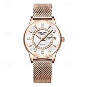 cheap Quartz Watches-The New Ladies&#039; Alloy Mesh Strap Fashion Watch With Ipx7 Water Resistance Dual Calendar Luminous Casual Quartz Watch Light Luxury And Versatile Elegant Ladies&#039; Wristwatch