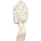 economico Parrucche storiche-parrucca biondo platino per donna, costume in stile coloniale del XVIII secolo, parrucche bionde a nido d'ape adatte a regine rinascimentali, cosplay, feste di Halloween