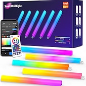 billiga Smart dekorativa lampor-Glide-vägglampor 6 st, RGB LED-lampa, smart spellampa som fungerar med Alexa och Google Assistant, RGB-ljusramp, LED-vägglampor för sovrum