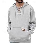 economico Felpa con cappuccio in pile-Per uomo Felpa con cappuccio Maglione Felpa con cappuccio in pile Felpa con cappuccio foderata in pile Nero Verde militare Caffè Verde chiaro Grigio Con Cappuccio Semplice Coulisse Sport &amp; Outdoor