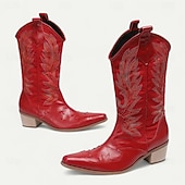 economico Stivali in pelle di alta qualità-stivali da cowboy rossi da uomo in stile western – stivali da cowboy in pelle ricamati per concerti country, rodei e street style all&#039;avanguardia