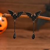 cheap Wearables &amp; Dress-Up-Halloween Gothic Bat Tassel Pendant Earrings, Dark Punk Style Zinc Alloy and Stainless Steel Studs with Plastic Details, Halloween Party Costume Jewelry