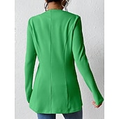 billige Blazere og dresser-Dame Blazer Bekvem Pustende Knapper OL-stil Fritid عادي Kontor Gate Avslappet Dagligdagstøy Enkeltkneppet Normal V-hals Normal Langermet Yttertøy Svart Hvit Rød Vår Høst