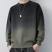 お買い得  メンズプリントセーター-男性用 オンブル’ カラーブロック プルオーバーセーター ニット クルーネック カジュアル バケーション 家 日常 3Dプリント 編み 保温 長袖 春 秋 冬 ブラック ブラウン