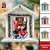 billige jul-Personlig familiebilde julepynt akryl 2D tilpasset julegaveide for familie/par juletrepynt dekorasjon hengende anheng