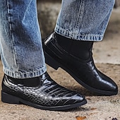baratos Botas de equitação-Botas altas de montaria masculinas de couro marrom com padrão de crocodilo – calçado equestre elegante de cano alto para passeios a cavalo, eventos de fantasias e trajes de estilo vintage