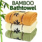 abordables Accessoires pour salle de bains-Serviette de bain 70 x 140 cm (27,5&quot; x 55,1&quot;), serviette en fibre légère et douce à séchage rapide avec motif en bambou, serviette de salle de bain moderne et très absorbante pour hôtel