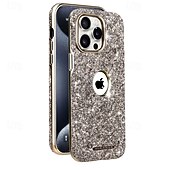 זול נרתיקים לאייפון-טלפון מגן עבור iPhone 16 15 14 Pro Max Plus 13 Pro Max כיסוי אחורי תמיכה בטעינה אלחוטית בלינג גליטר מבריק עמיד בזעזועים רטרו TPU PC