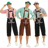 voordelige Heren-Carnaval Oktoberfest bier Oktoberfest Outfits Gemaskerd Bal Lederhosen Bavarian Duits Traditionele stijl Weiden Voor heren Carnaval Feest Halloween Doek in traditionele stijl Top Short Hoed