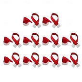 economico Cucina-10 sciarpe e cappelli natalizi per bottiglie di vino, decorazioni creative per la casa in tessuto non tessuto per bottiglie, involucri per bottiglie di vino per le feste