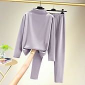 billige Loungewear for damer-kvinners t-skjorte t-skjorte underskjorte buksesett bunnskjorte tilfeldig daglig basis langermet høyhalset turtleneck svart fall &amp;amp; vinterantrekk til hjemmet