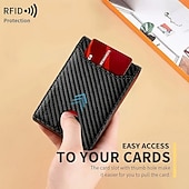 levne Úložiště a organizování-Pánská peněženka z uhlíkových vláken s RFID blokováním, krátké kožené pouzdro na karty, ochrana pro průkazy totožnosti a kreditní karty, velká kapacita, přenosná pánská peněženka pro každodenní