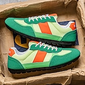 preiswerte Sneaker für Herren-Grüne Colorblock-Retro-Sneaker für Herren – bequeme Freizeit-Laufschuhe für Sportbekleidung, City-Outfits und Wochenendausflüge
