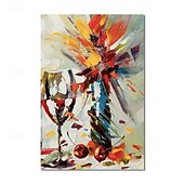 cheap Still Life Paintings-Painting on Canvas Prints Abstract Flower Wine Cup Frames Wall Art Contemporary Oversized Picture Living Room Modern Decor
